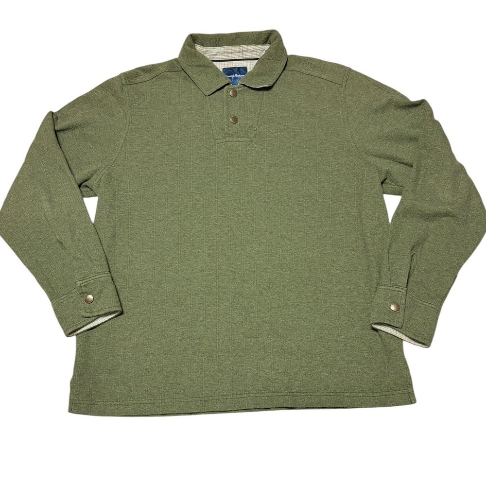 Tommy Bahama Snap Button Sweater Mens M Long Sleeve Mock Pullover Marlin